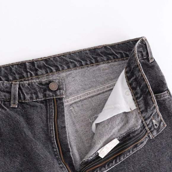Vintage Levis 619 Black Stone Wash Straight Leg Denim Orange Tag Jeans 36/32 - Picture 6 of 14